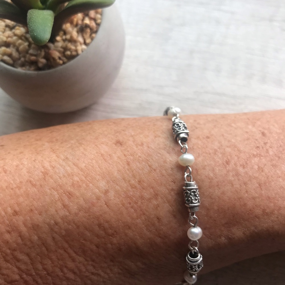 Baroni Sterling Silver & Freshwater Pearl Bracelet